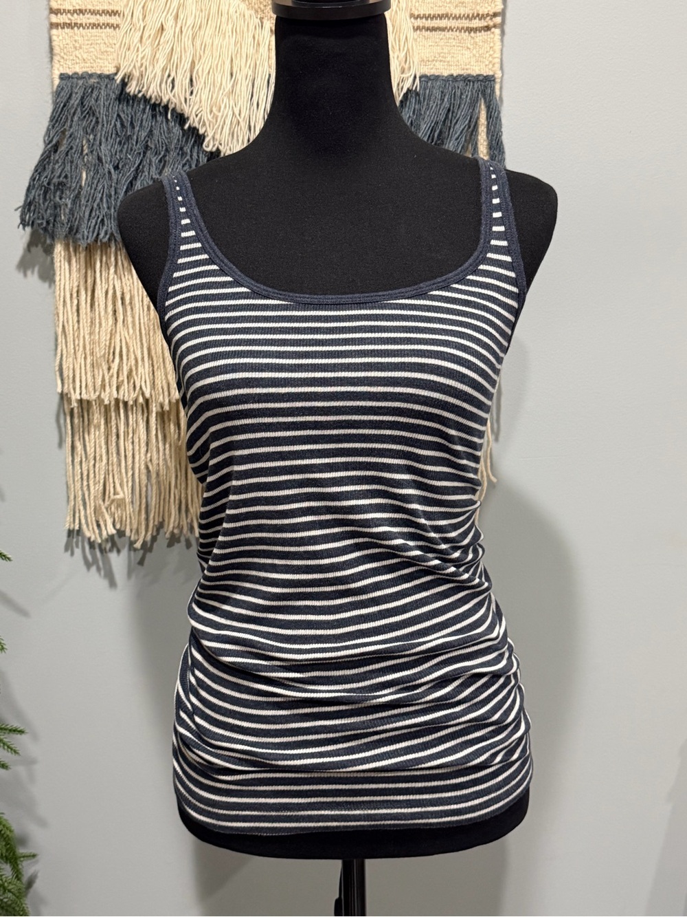 Vince Navy White Striped l Tank Top Small Coastal Nautical Sleeveless